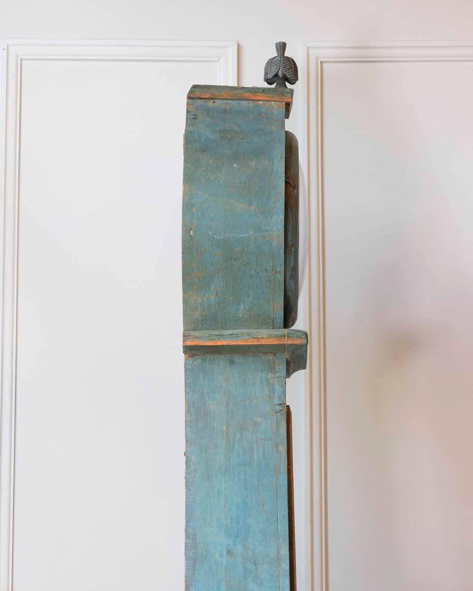 19th Century Swedish Mora Clock in Original Turquoise Paint - JAA