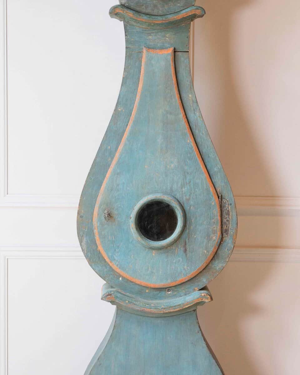 19th Century Swedish Mora Clock in Original Turquoise Paint - JAA