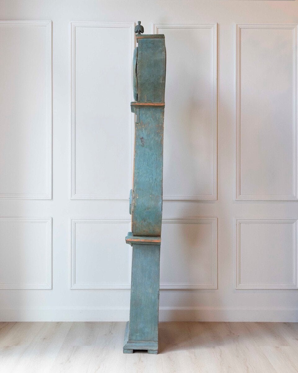 19th Century Swedish Mora Clock in Original Turquoise Paint - JAA