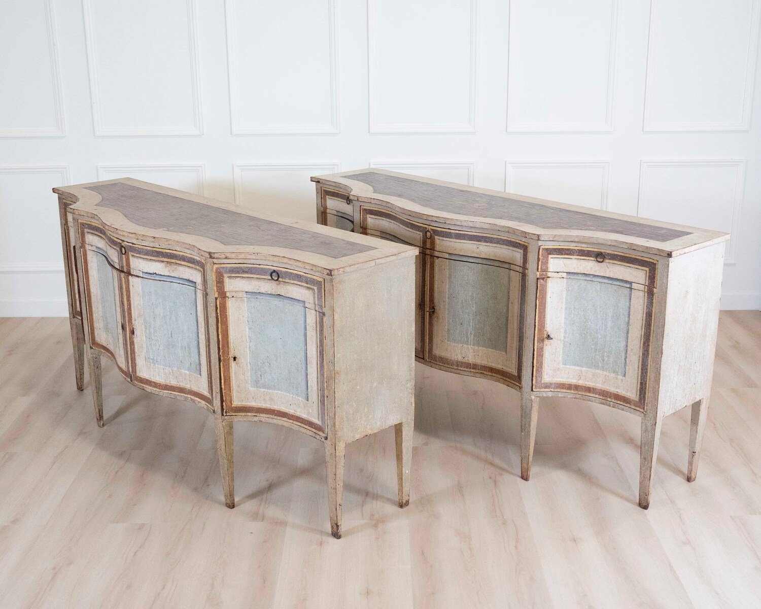 Italian Mid-19th Century Neoclassical Lacquered Sideboards, Pair - JAA