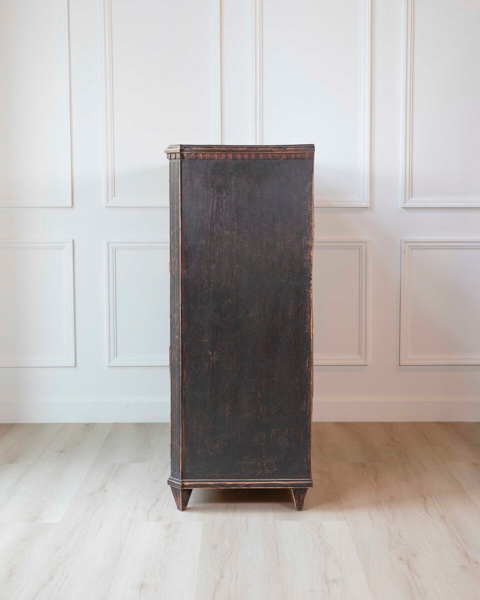 19th Century Swedish Bureau Secretary in Original Black Paint - JAA