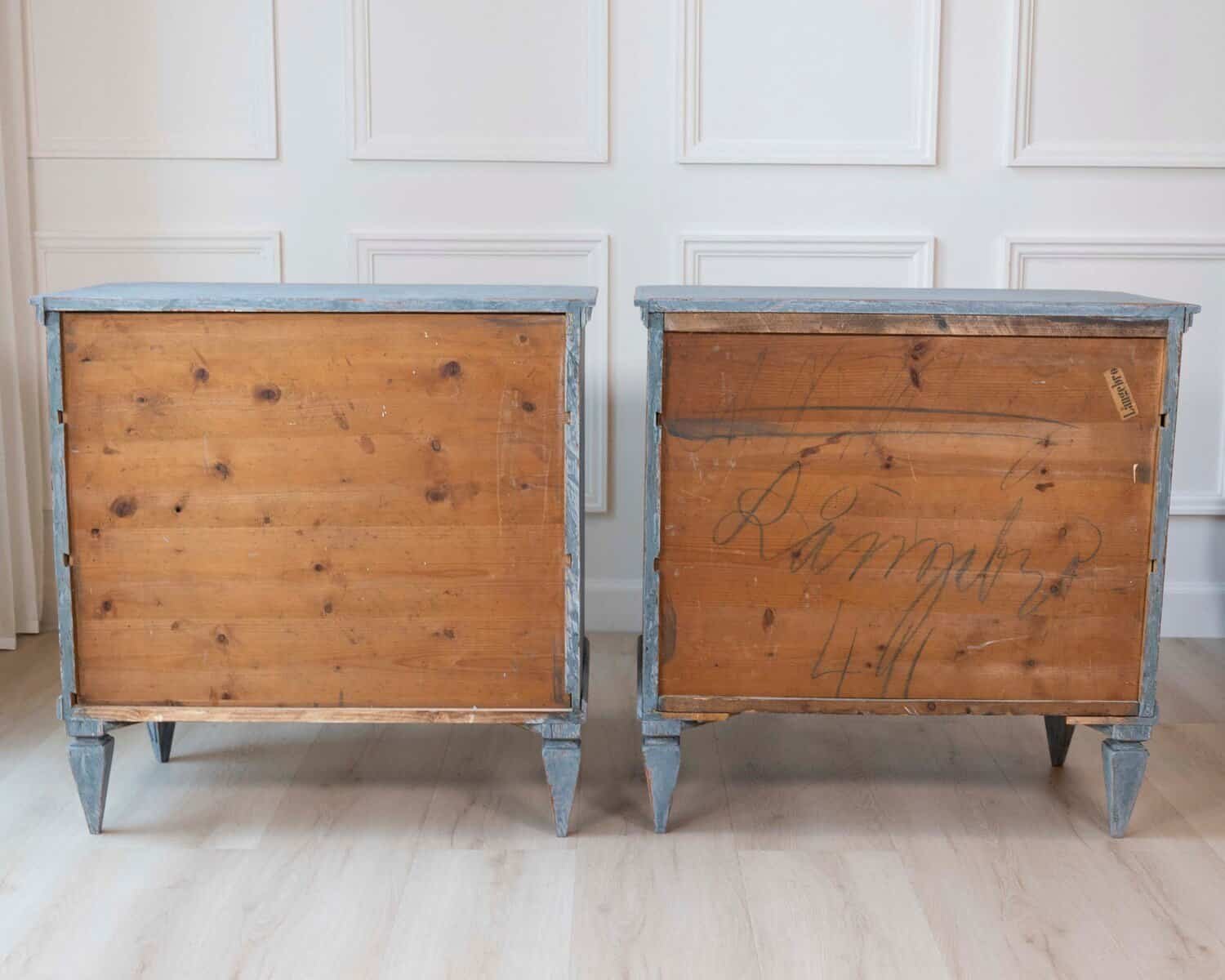 Pair of Swedish Blue Commodes Circa 100 Years Old - JAA