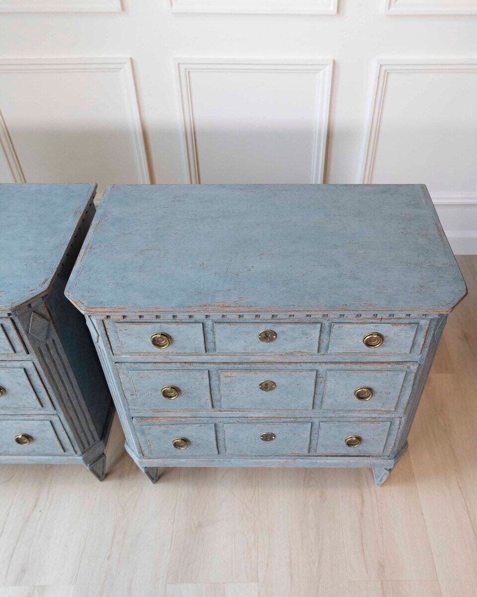 Pair of Swedish Blue Commodes Circa 100 Years Old - JAA