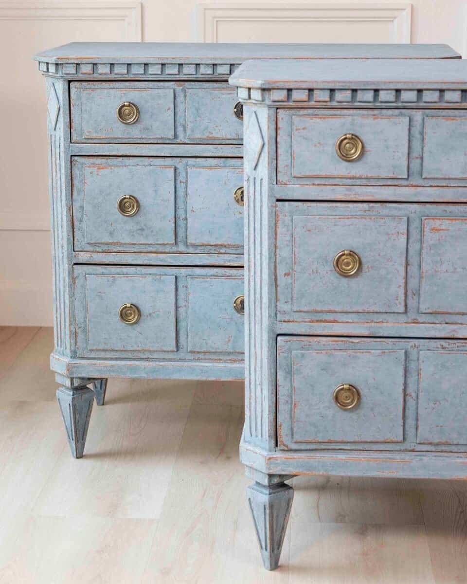 Pair of Swedish Blue Commodes Circa 100 Years Old - JAA