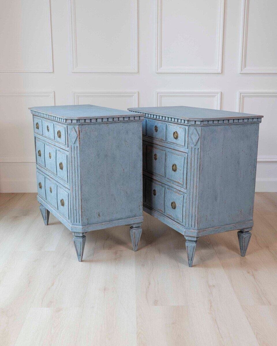 Pair of Swedish Blue Commodes Circa 100 Years Old - JAA