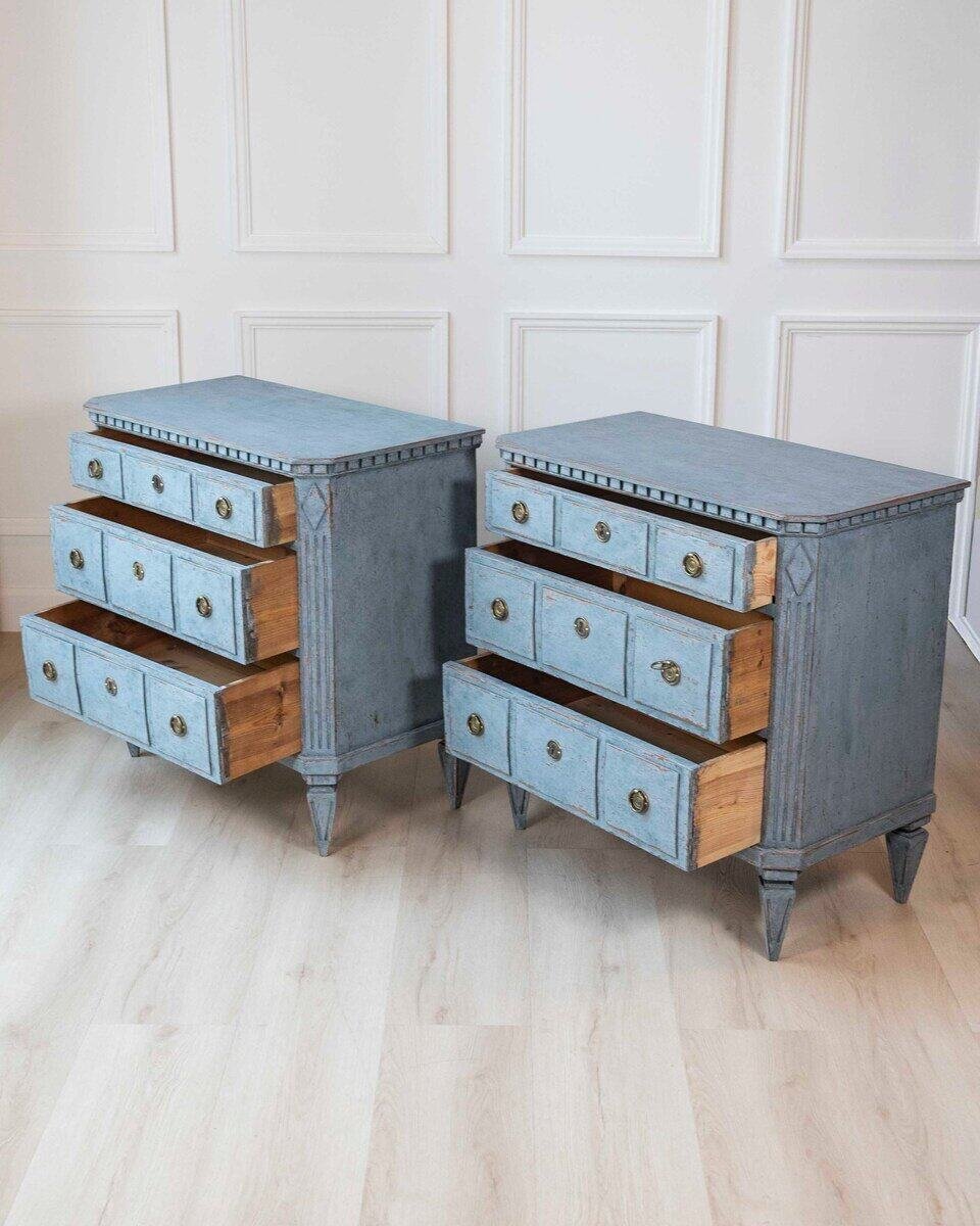 Pair of Swedish Blue Commodes Circa 100 Years Old - JAA