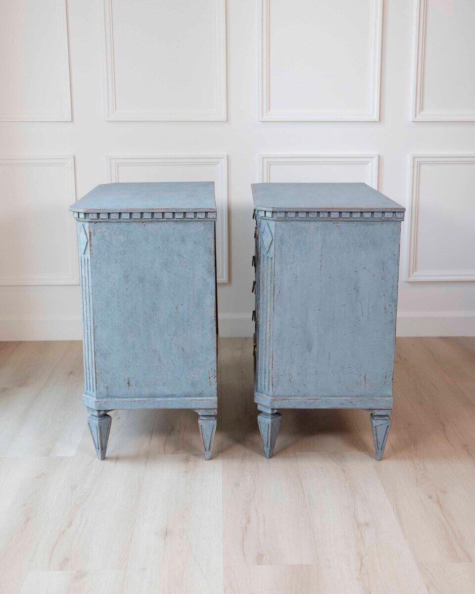 Pair of Swedish Blue Commodes Circa 100 Years Old - JAA