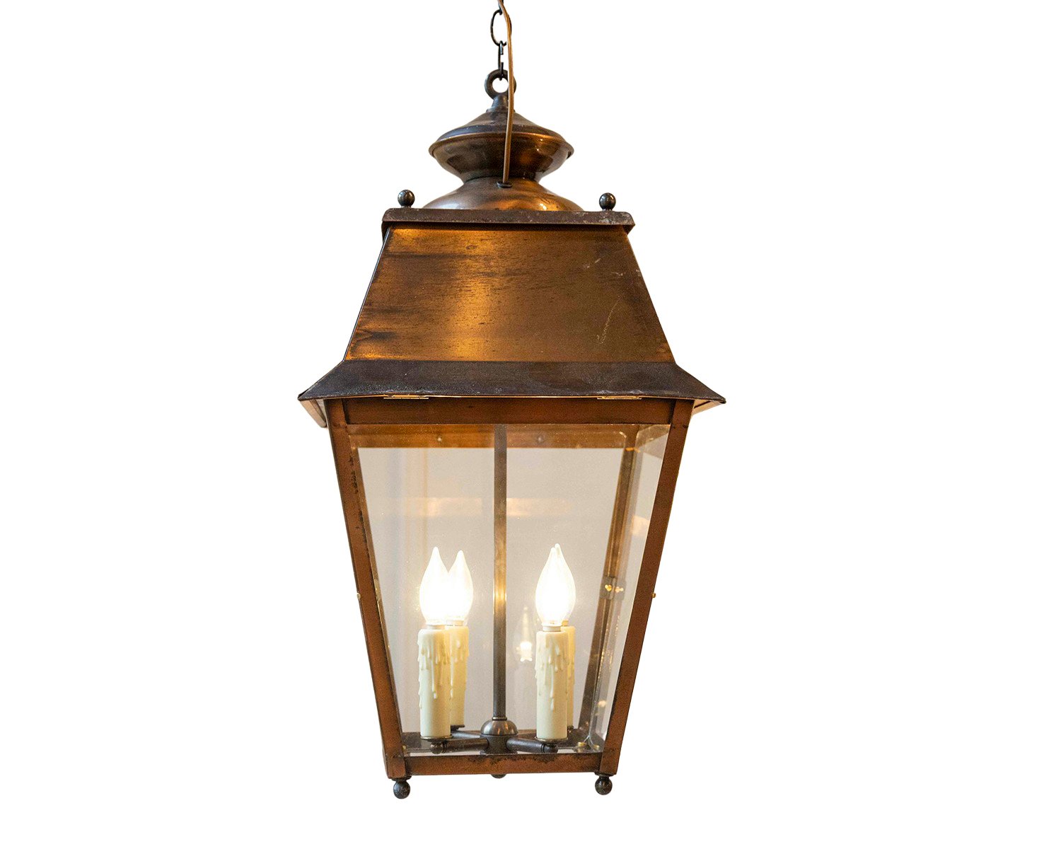 Early 20th-Century French Copper Hanging Lantern