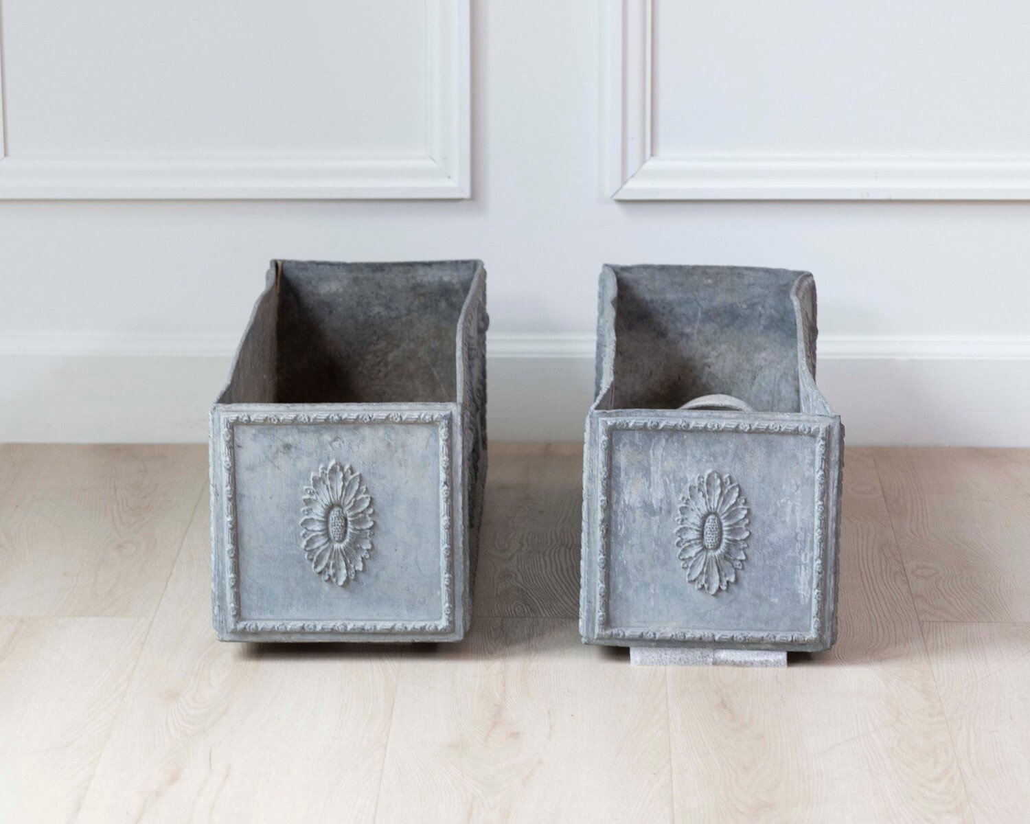 English 19th Century Louis XVI Style Lead Planters, Pair, c.1880 - JAA