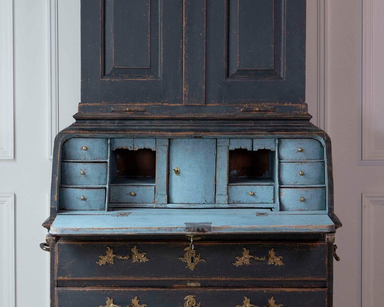 Swedish 18th Century Black-Painted Bureau - JAA