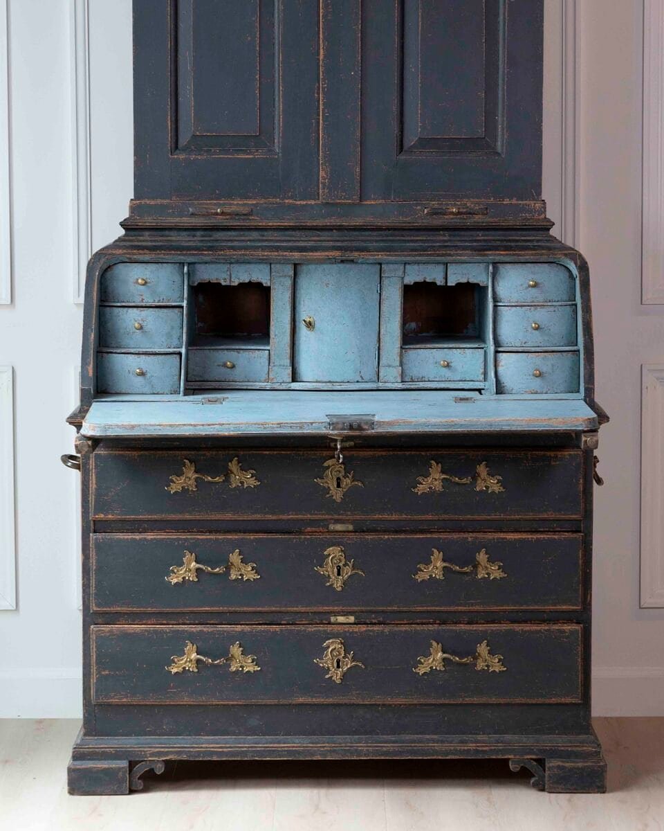 Swedish 18th Century Black-Painted Bureau - JAA