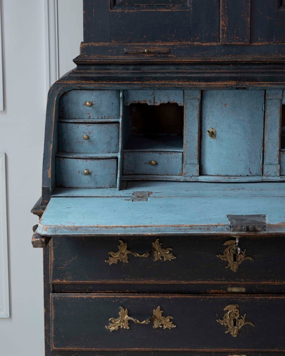 Swedish 18th Century Black-Painted Bureau - JAA