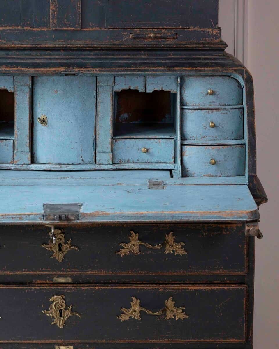Swedish 18th Century Black-Painted Bureau - JAA