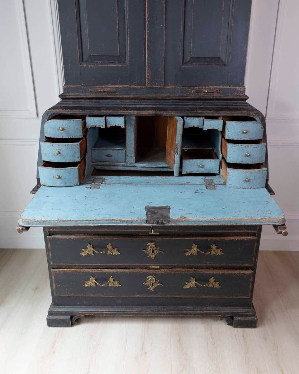 Swedish 18th Century Black-Painted Bureau - JAA