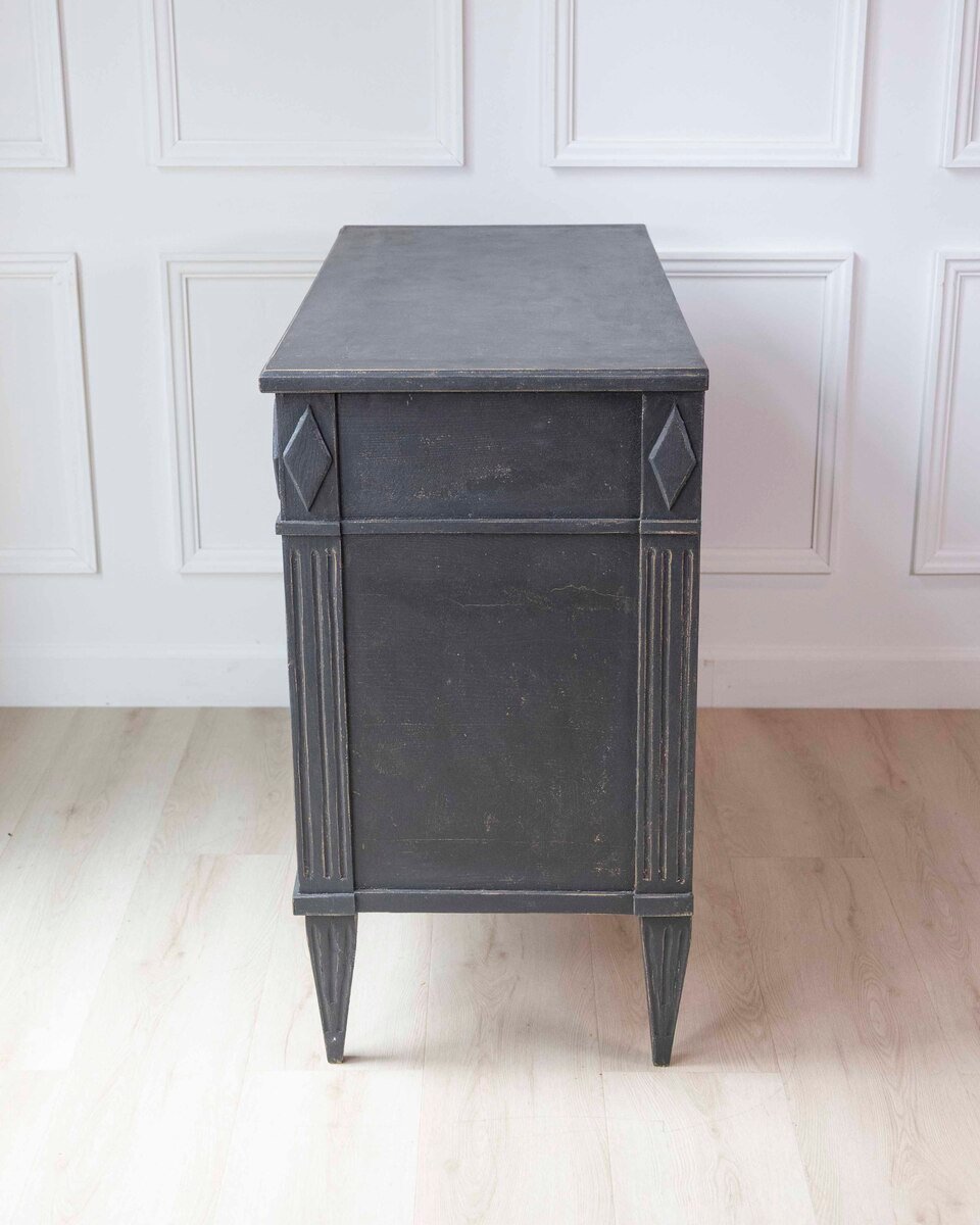 Swedish Gustavian-Inspired Chest of Drawers with Greek Key Frieze - JAA