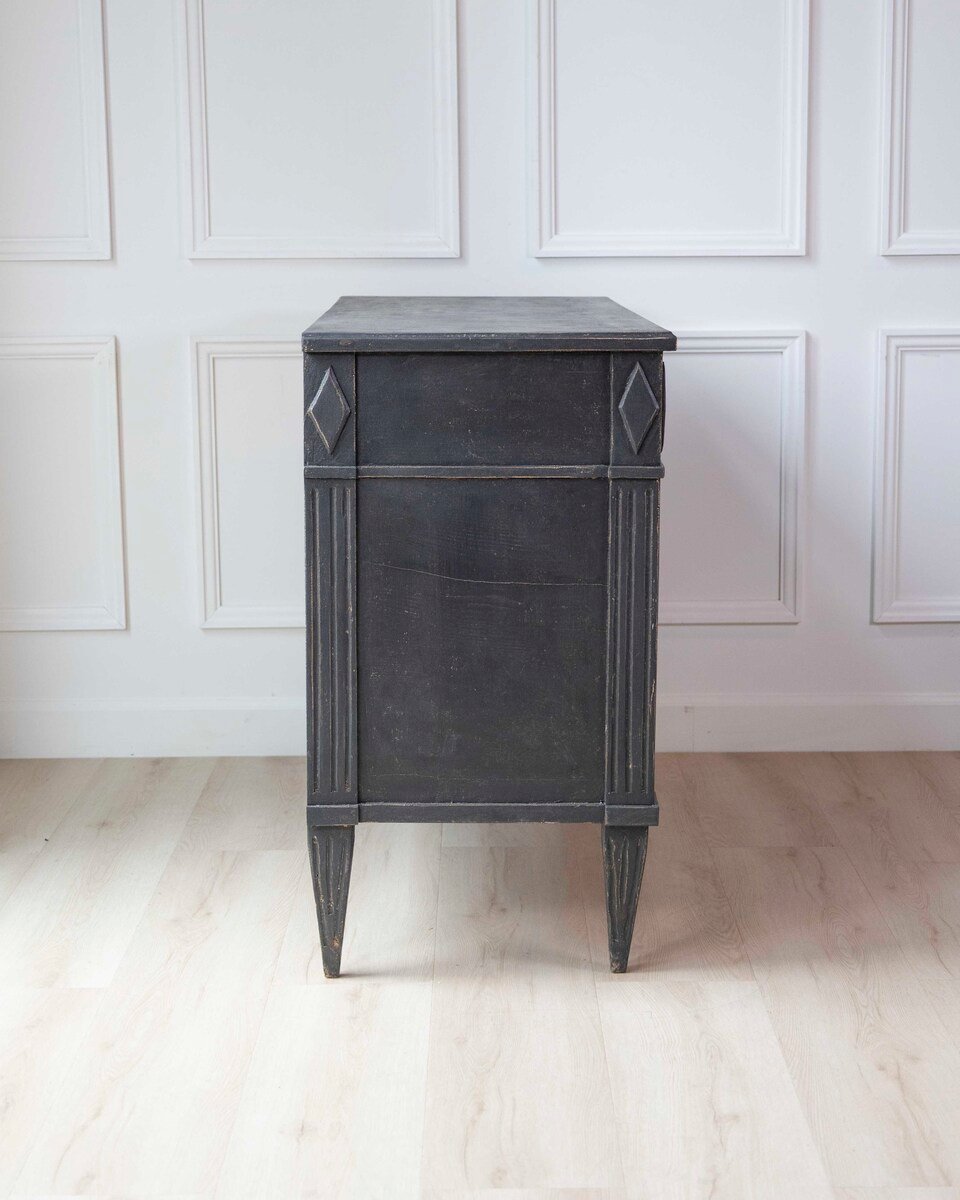 Swedish Gustavian-Inspired Chest of Drawers with Greek Key Frieze - JAA