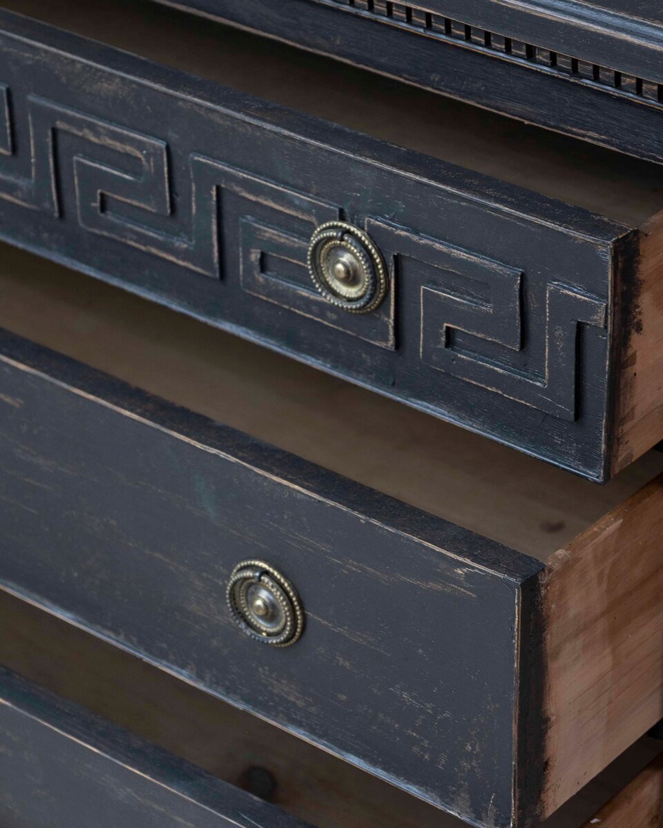 Swedish Gustavian-Inspired Chest of Drawers with Greek Key Motif - JAA