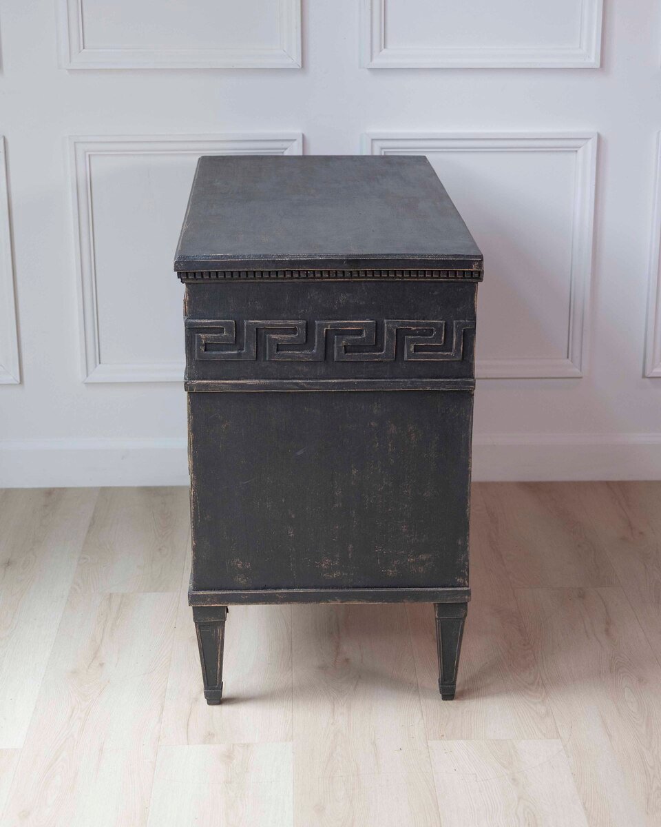 Swedish Gustavian-Inspired Chest of Drawers with Greek Key Motif - JAA