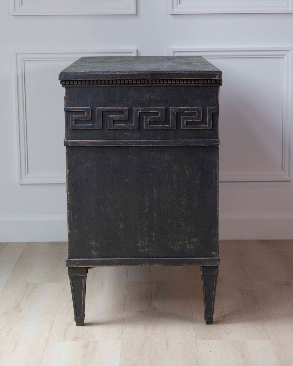 Swedish Gustavian-Inspired Chest of Drawers with Greek Key Motif - JAA