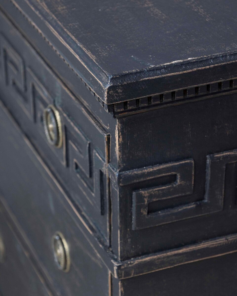 Swedish Gustavian-Inspired Chest of Drawers with Greek Key Motif - JAA