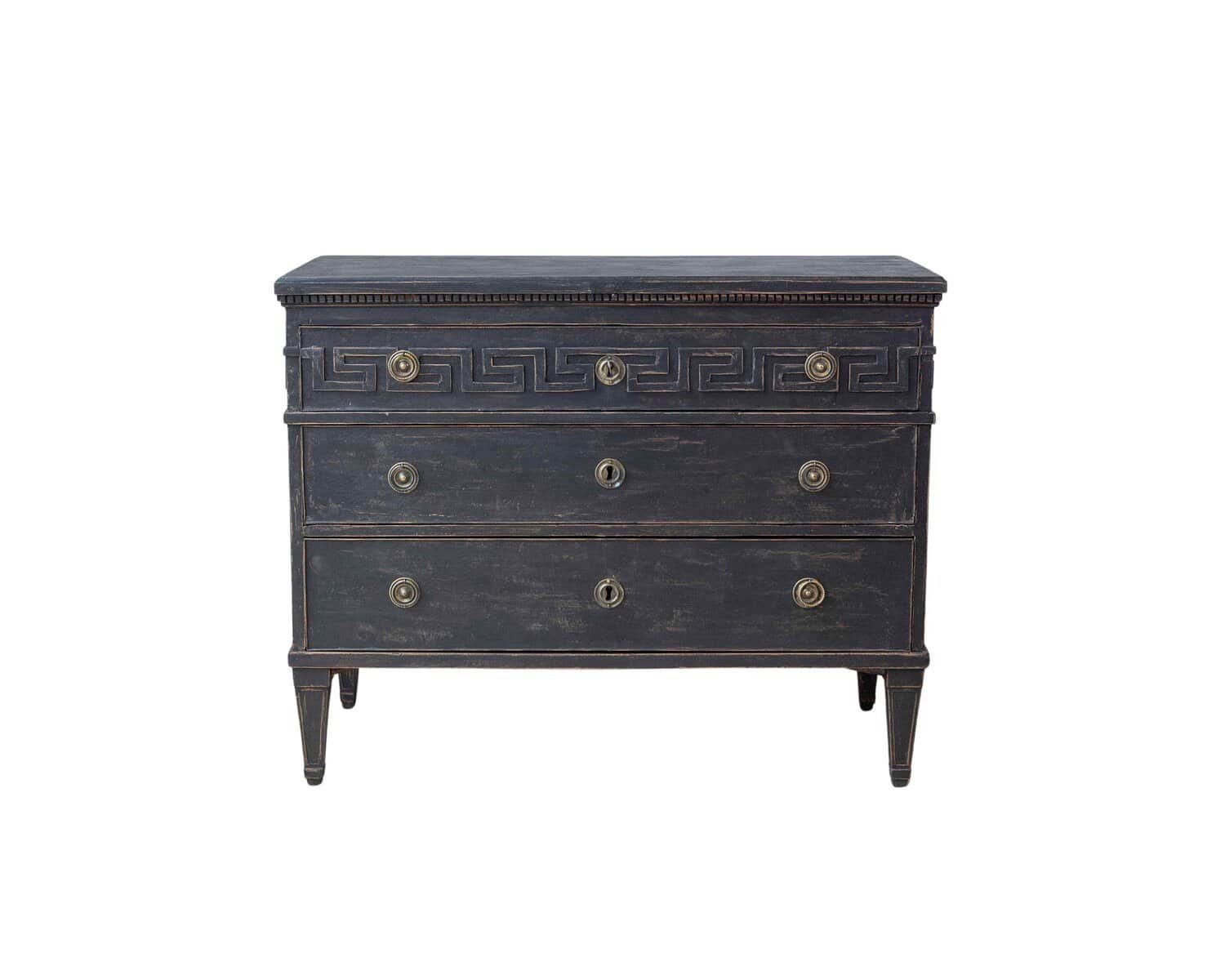 Swedish Gustavian-Inspired Chest of Drawers with Greek Key Motif