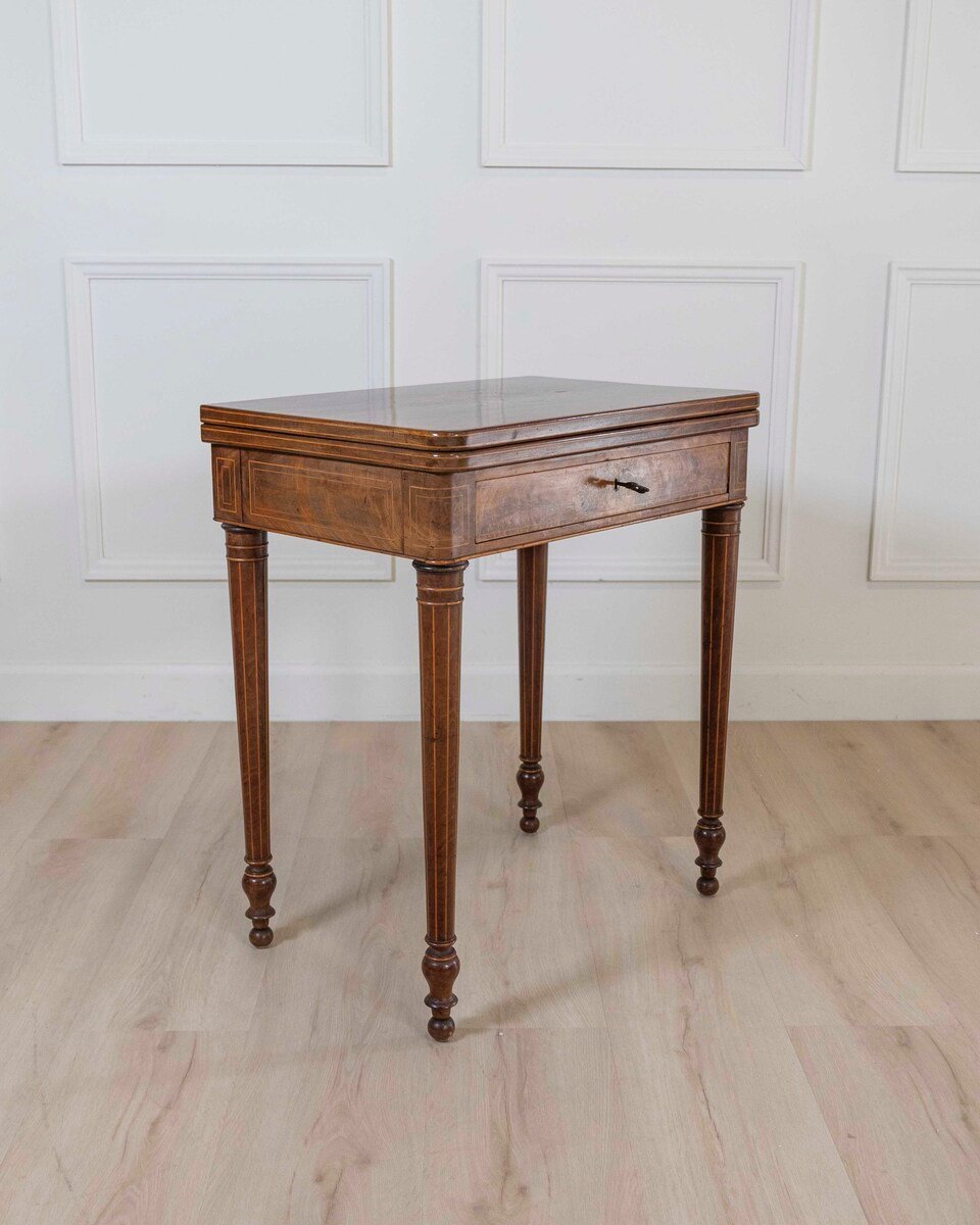 Charles X 1820 maple and mahogany inlaid game table - JAA
