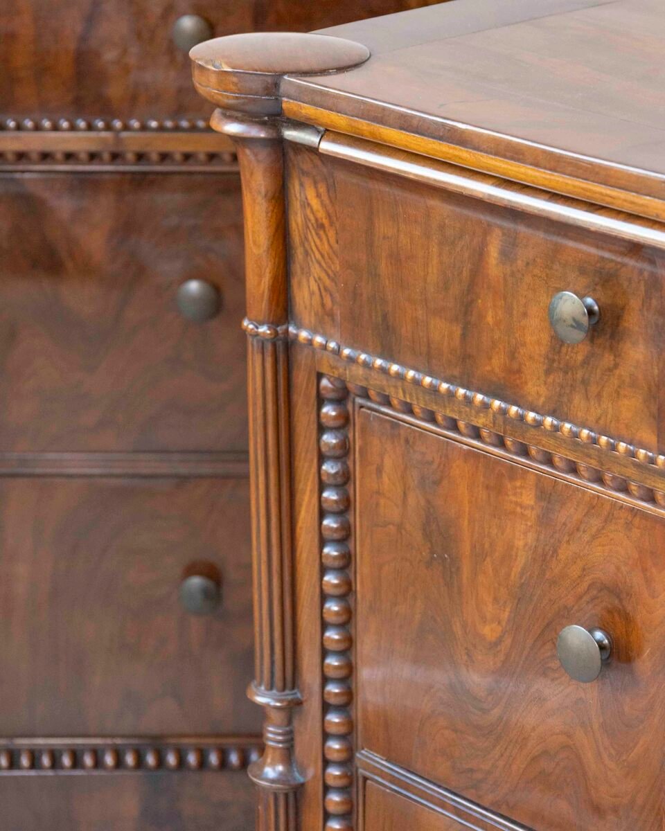 Pair of Carlo Decimo chests of drawers in veneered walnut wood Circa 1830 - JAA