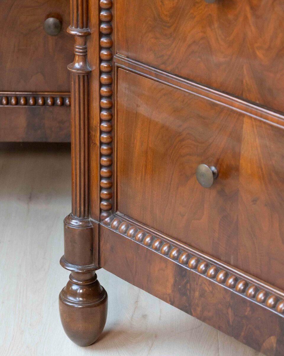 Pair of Carlo Decimo chests of drawers in veneered walnut wood Circa 1830 - JAA