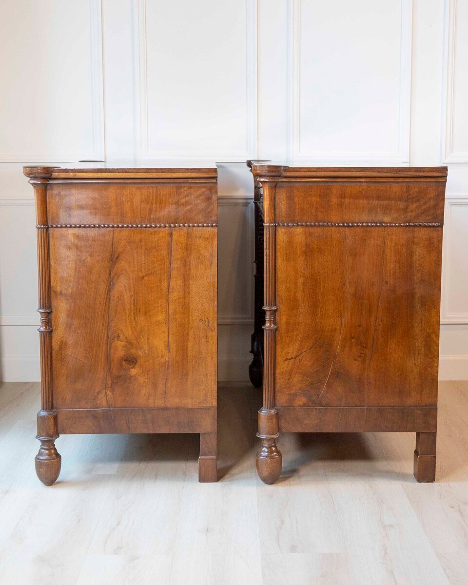 Pair of Carlo Decimo chests of drawers in veneered walnut wood Circa 1830 - JAA