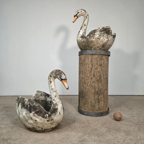 Pair of concrete swans planters circa 1950,