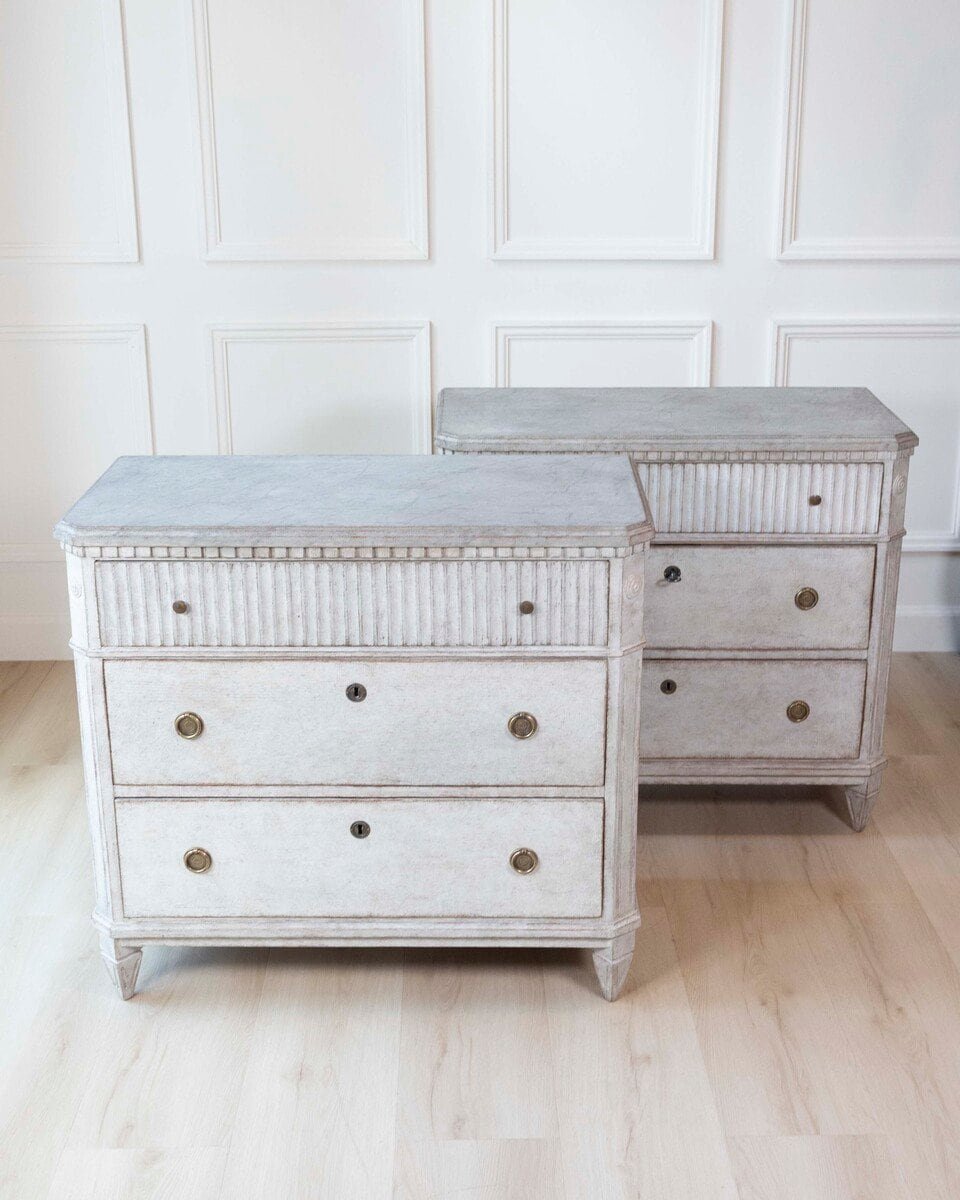 Pair of Swedish 19th Century Gustavian Style Chests of Drawers - JAA