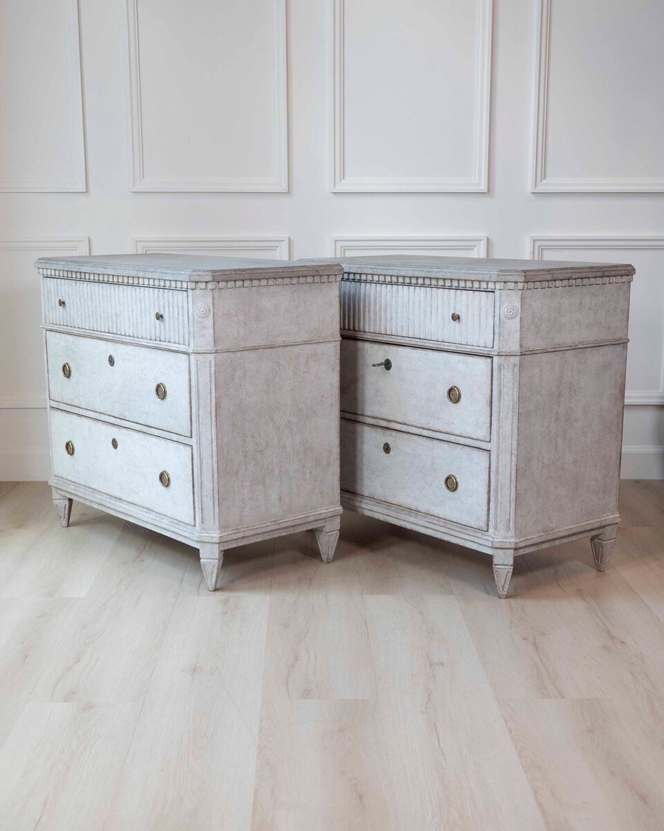 Pair of Swedish 19th Century Gustavian Style Chests of Drawers - JAA