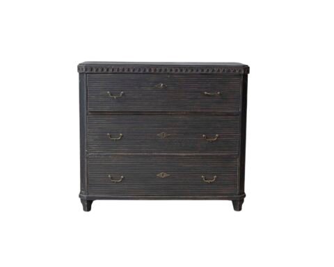 19th Century Swedish Black-Painted Pine Chest of Drawers