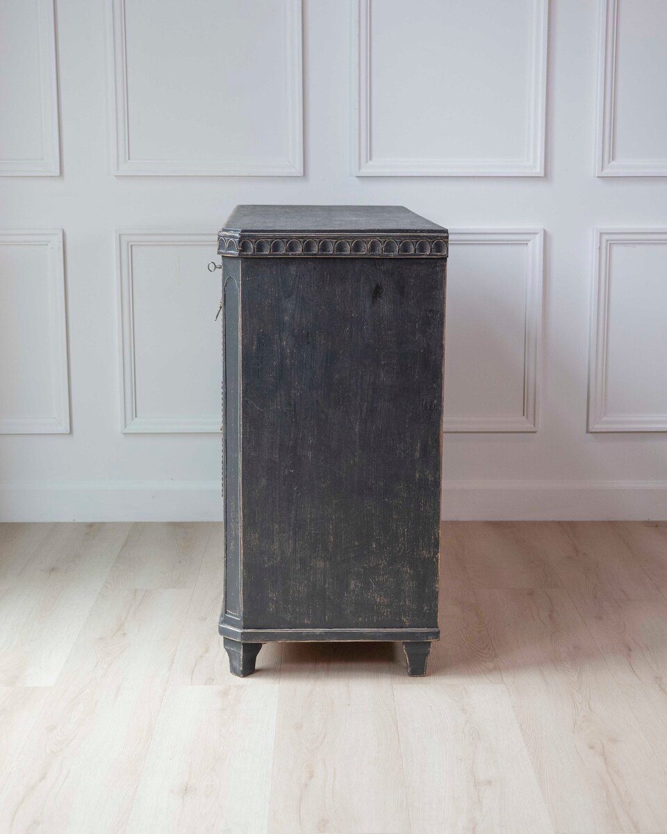 19th Century Swedish Black-Painted Pine Chest of Drawers - JAA