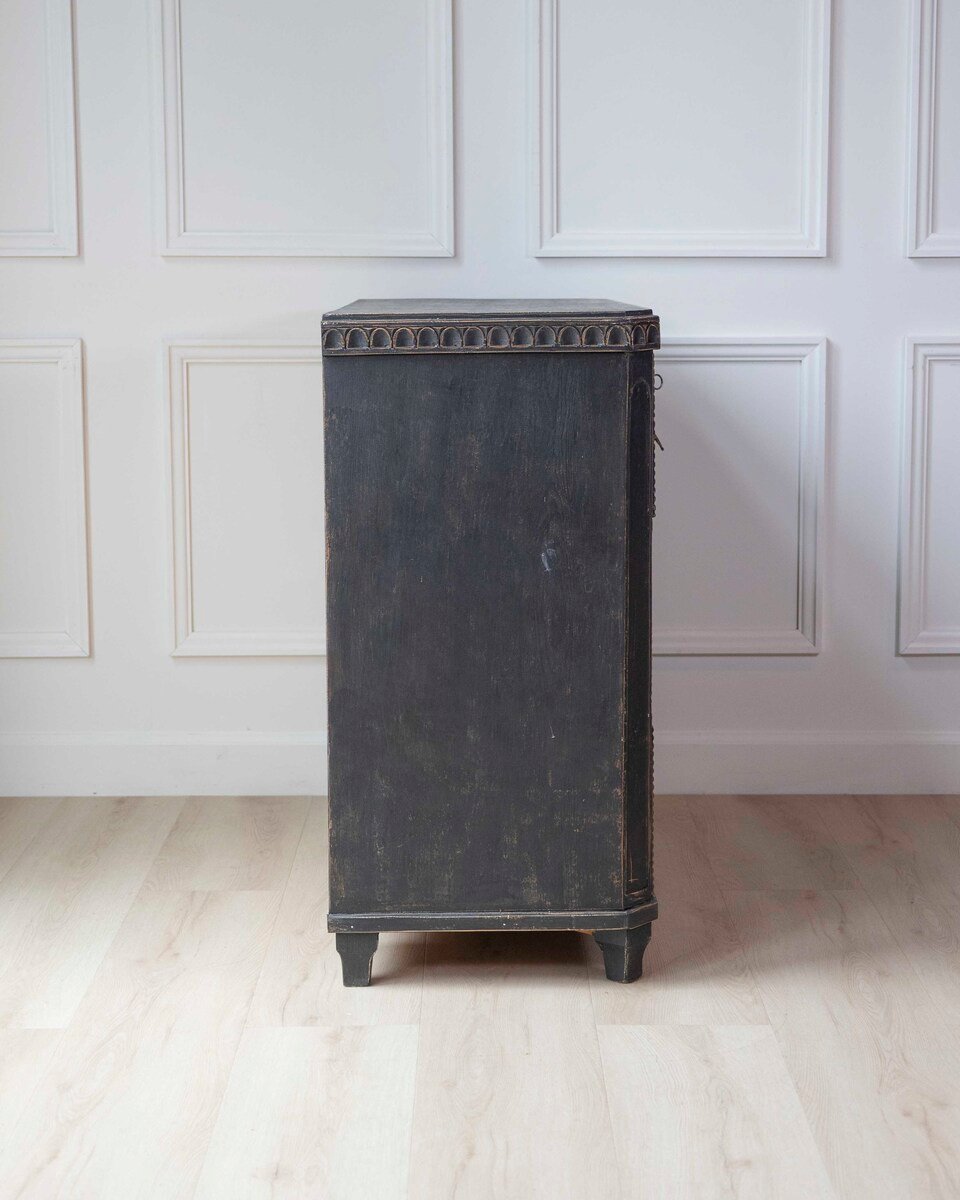 19th Century Swedish Black-Painted Pine Chest of Drawers - JAA