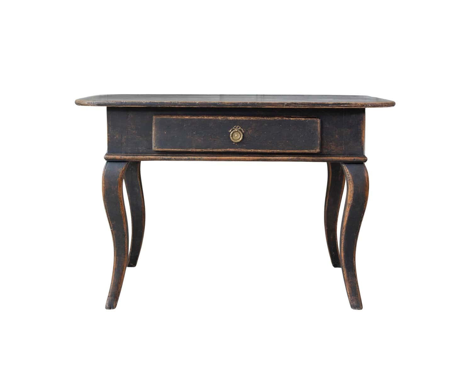 Swedish Early 19th Century Rococo Side Table with Curved Cabriole Legs