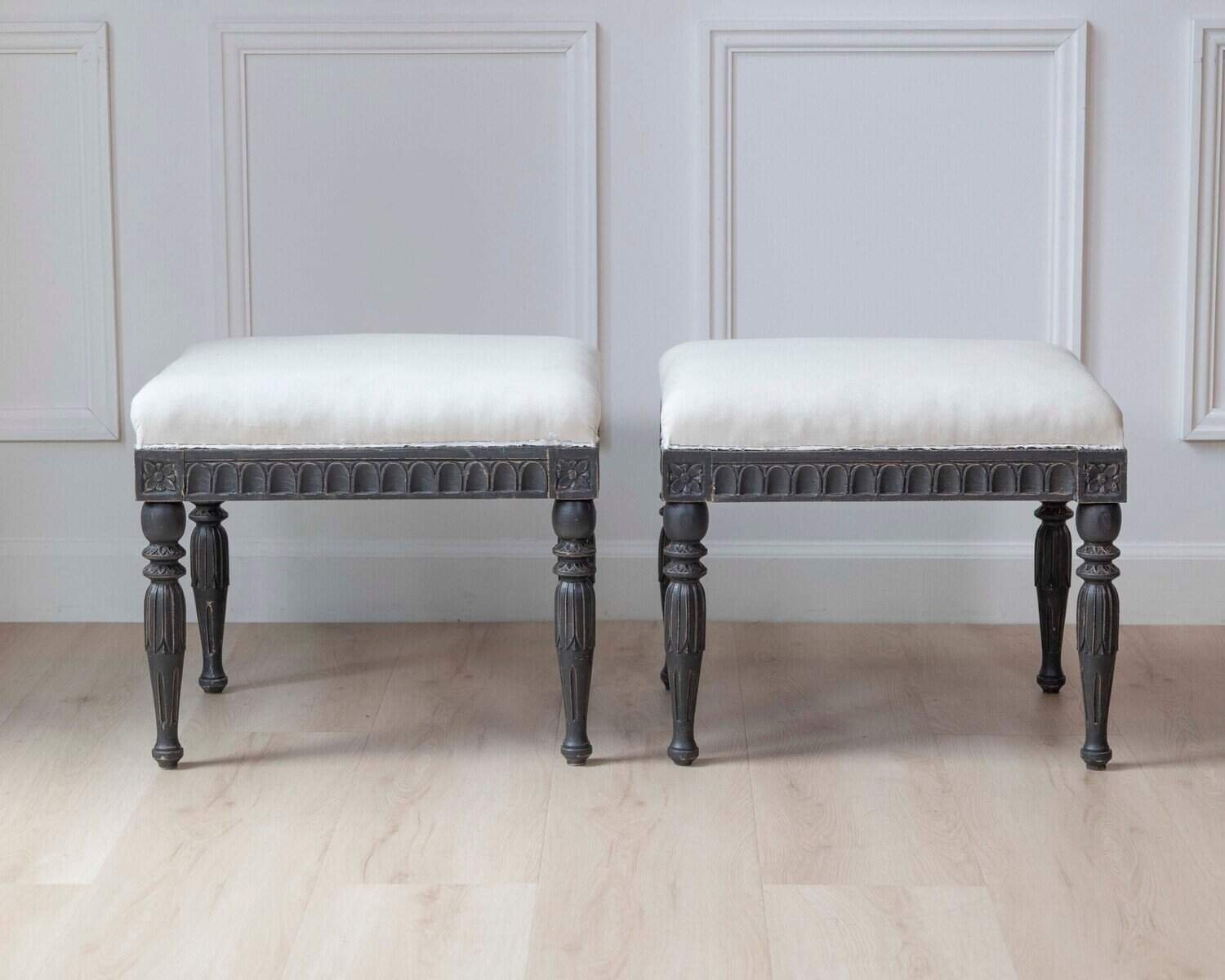 Pair of Swedish Empire Stools, Early 19th Century - JAA