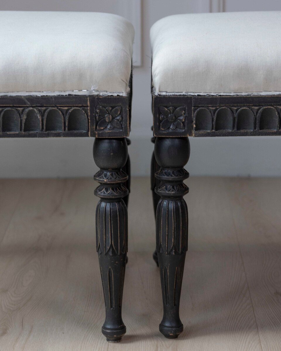 Pair of Swedish Empire Stools, Early 19th Century - JAA