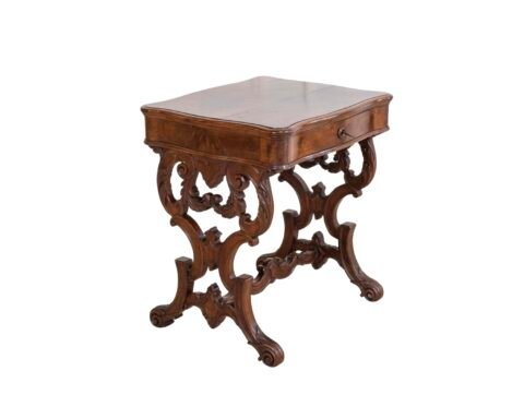 Work Table In Walnut From 1860 With Cherry Inlays Luigi Filippo