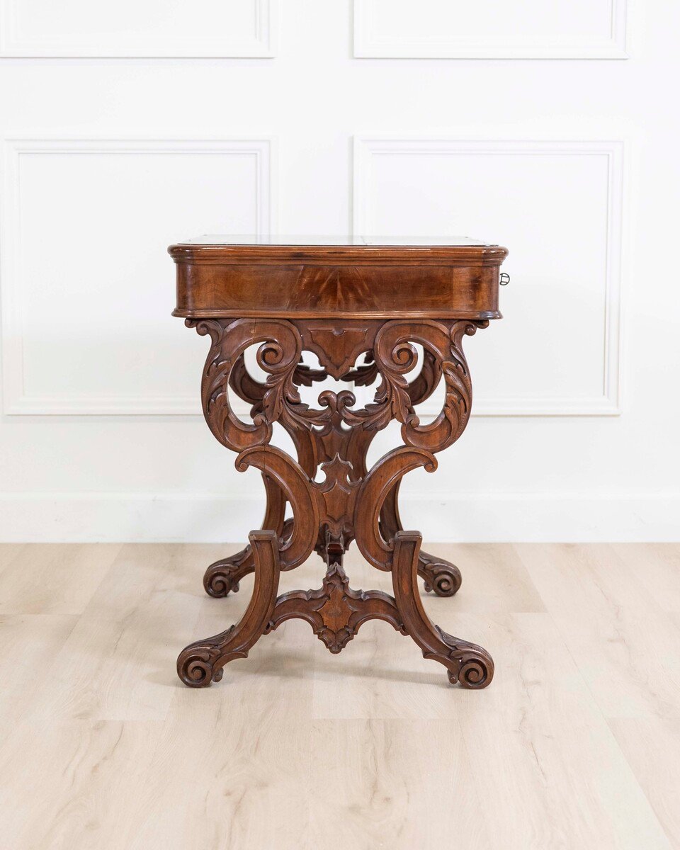 Work Table In Walnut From 1860 With Cherry Inlays Luigi Filippo - JAA
