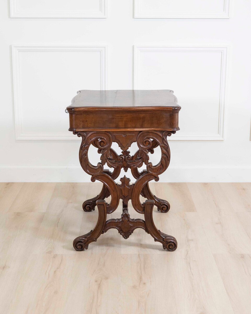 Work Table In Walnut From 1860 With Cherry Inlays Luigi Filippo - JAA