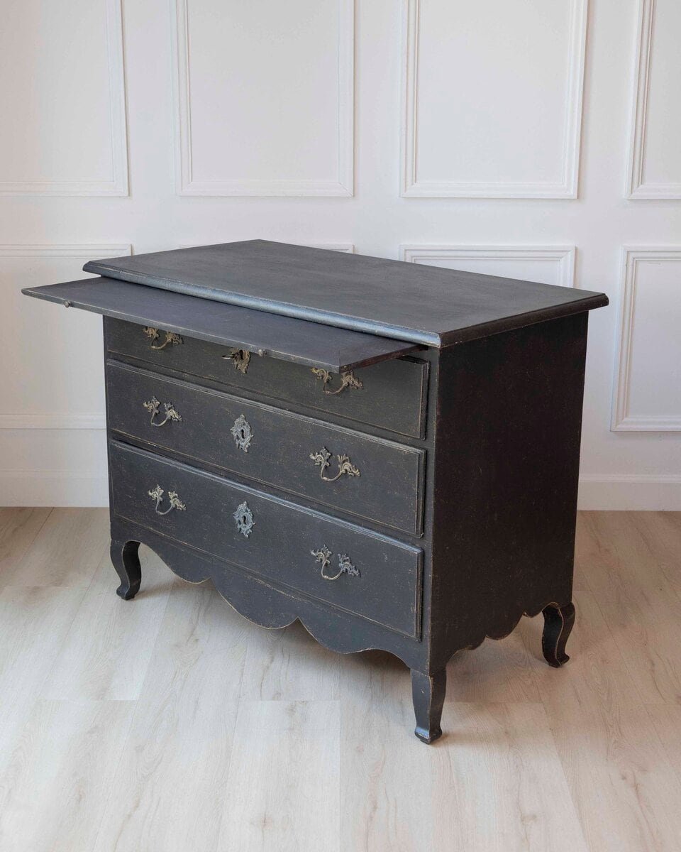 Swedish 18th Century Writing Desk Commode with Original Brass Hardware, c.1760 - JAA