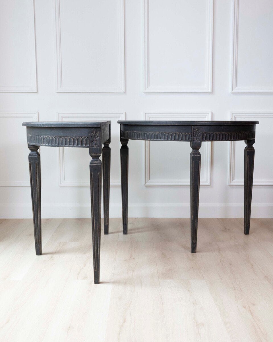 Swedish 19th Century Demi Lune Tables, Pair, c.1880 - JAA