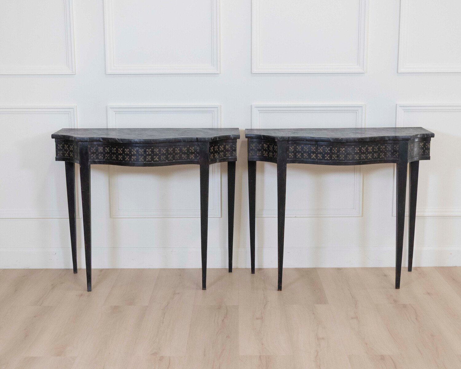 Pair of Italian Neoclassical Painted Console Tables, Late 19th Century - JAA