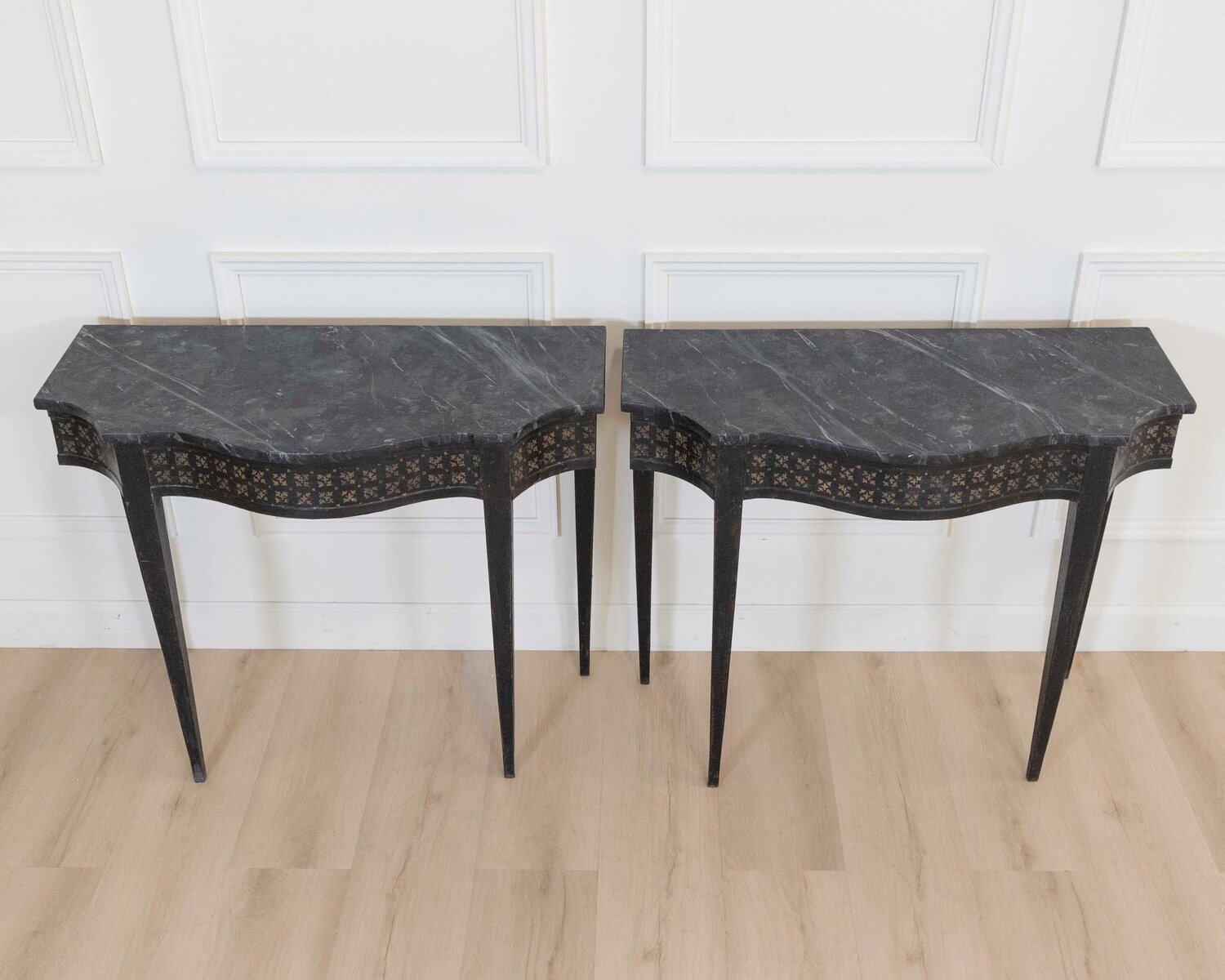 Pair of Italian Neoclassical Painted Console Tables, Late 19th Century - JAA