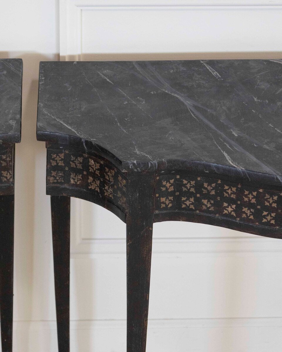 Pair of Italian Neoclassical Painted Console Tables, Late 19th Century - JAA