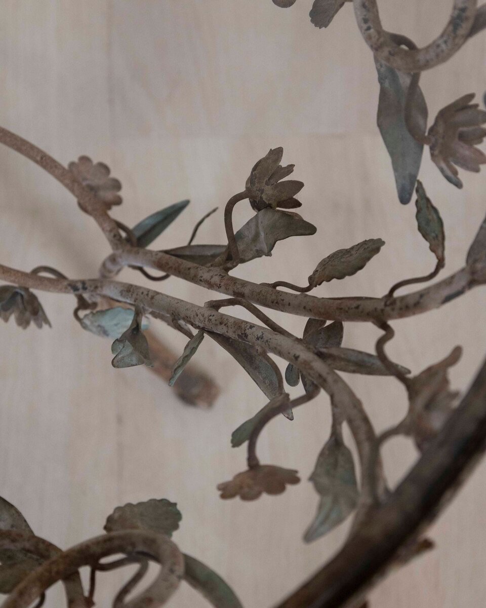 Wrought Iron And Polychrome Sheet Metal Coffee Table, 20th Century - JAA