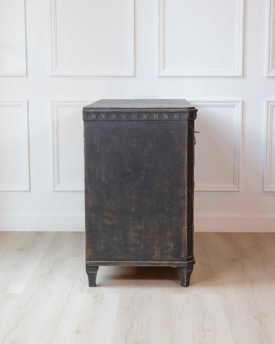ON HOLD - Swedish Black-Painted Pine Chest of Drawers, 19th Century - JAA