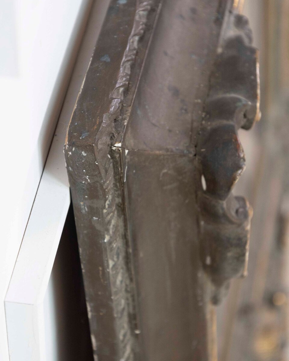 European Old Town Street Scene with Figure, Oil Painting in Ornate Gilt Frame - JAA