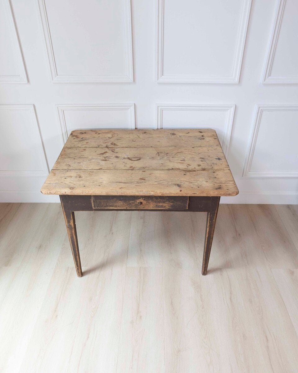 Swedish Country Pine Table with Drawer, circa 1840 - JAA